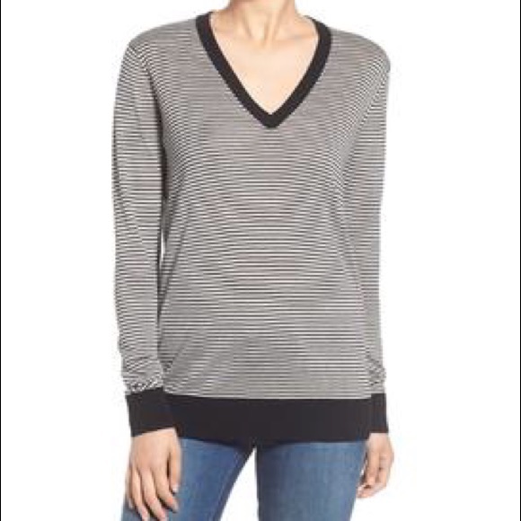 Treasure & Bond V-Neck Striped Lightweight Sweater - Picture 8 of 8